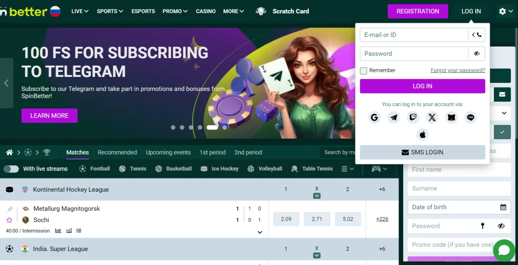 Spinbetter login